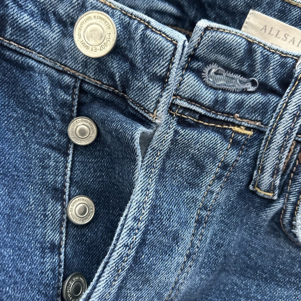All Saints Blue Skinny Jeans with Worn-In Look